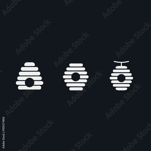 Bee hive icon logo flat vector design