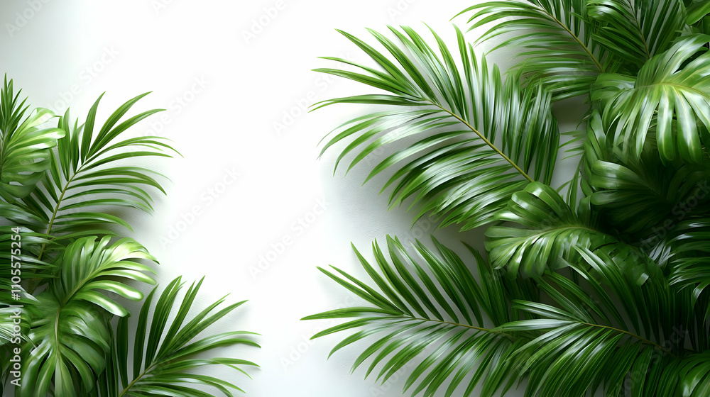 Lush Green Palm Leaves: Tropical Paradise Lush Green Palm Leaves: Tropical Paradise