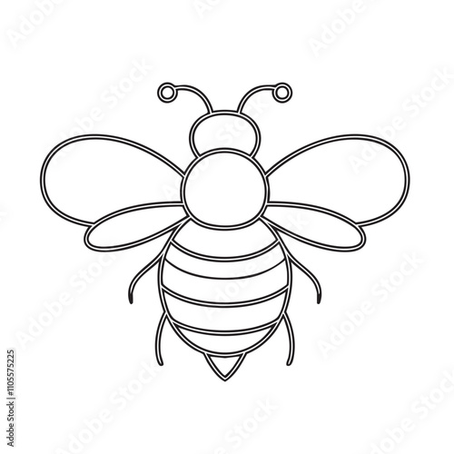 Simple bee outline coloring page for kids, ideal for creative activities and educational purposes