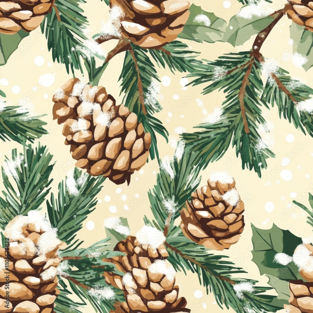 Fototapeta premium Winter Pine Cone Pattern Design