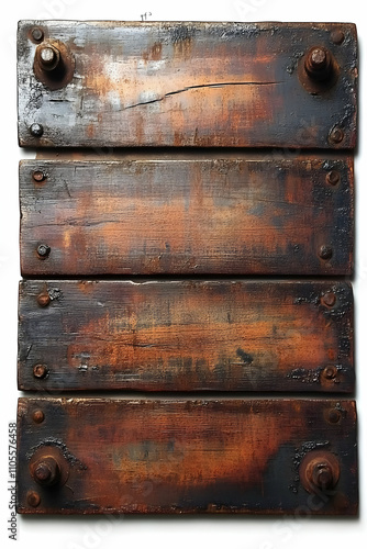 Rustic Wooden Boards Illustration with Metal Fasteners