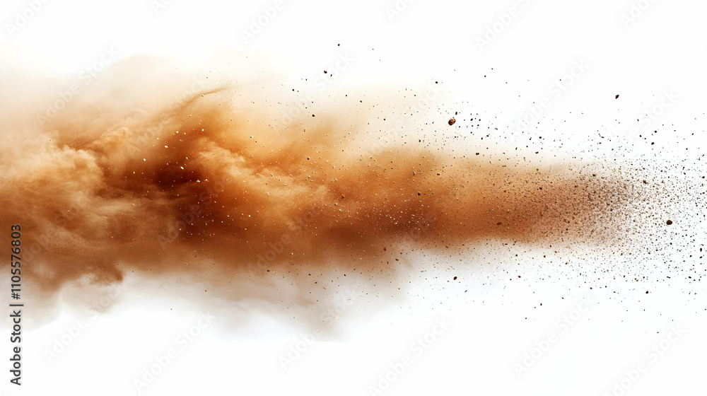 Brown Dust Cloud Explodes, Particles Scatter Widely Brown Dust Cloud Explodes, Particles Scatter Widely
