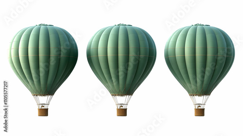 Three Green Hot Air Balloons Soaring High in the Sky