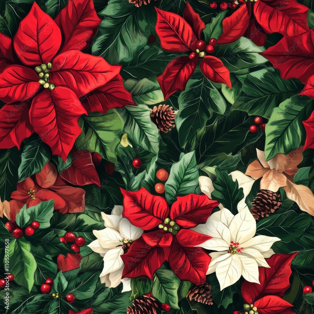 Festive Poinsettia Floral Pattern Festive Poinsettia Floral Pattern