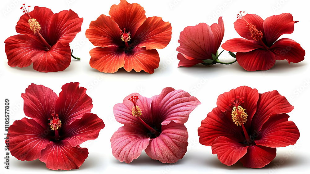 Vibrant Hibiscus Blooms: Red, Pink, & Orange Vibrant Hibiscus Blooms: Red, Pink, & Orange