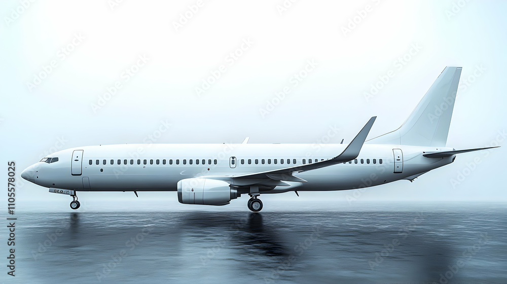 Airplane Taxiing on Runway, Preparing for Flight Airplane Taxiing on Runway, Preparing for Flight
