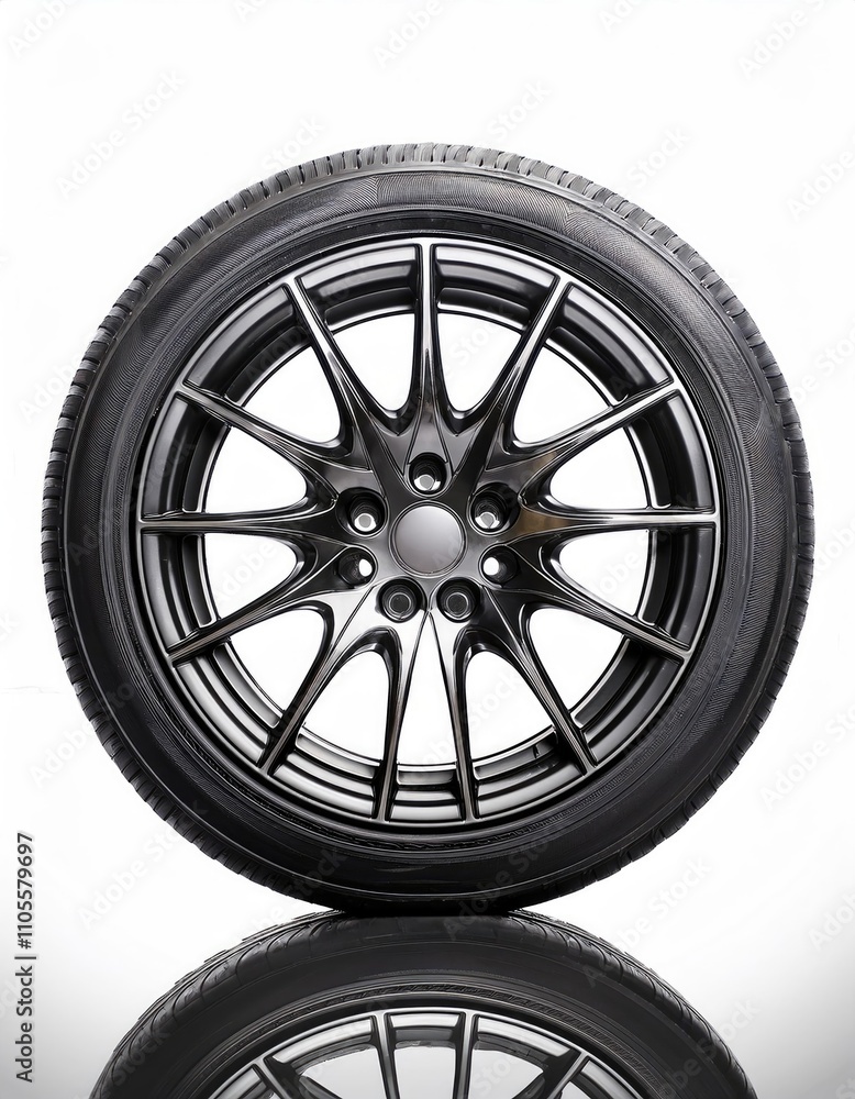 black car wheel isolated on white background black car wheel isolated on white background