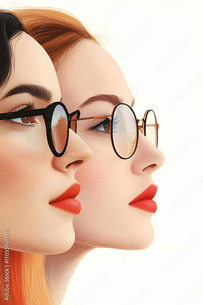 Elegant Women's Glasses Illustration Elegant Women's Glasses Illustration