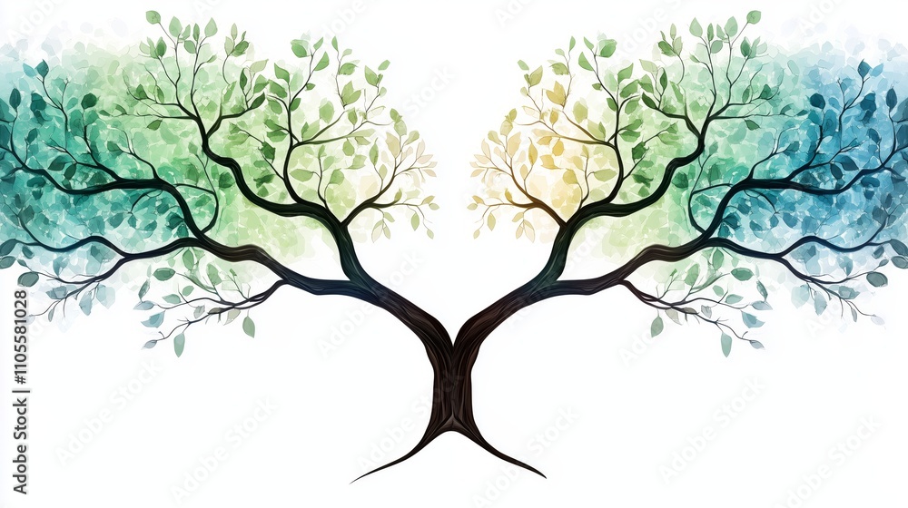 Elegant Artistic Tree with Colorful Foliage Elegant Artistic Tree with Colorful Foliage