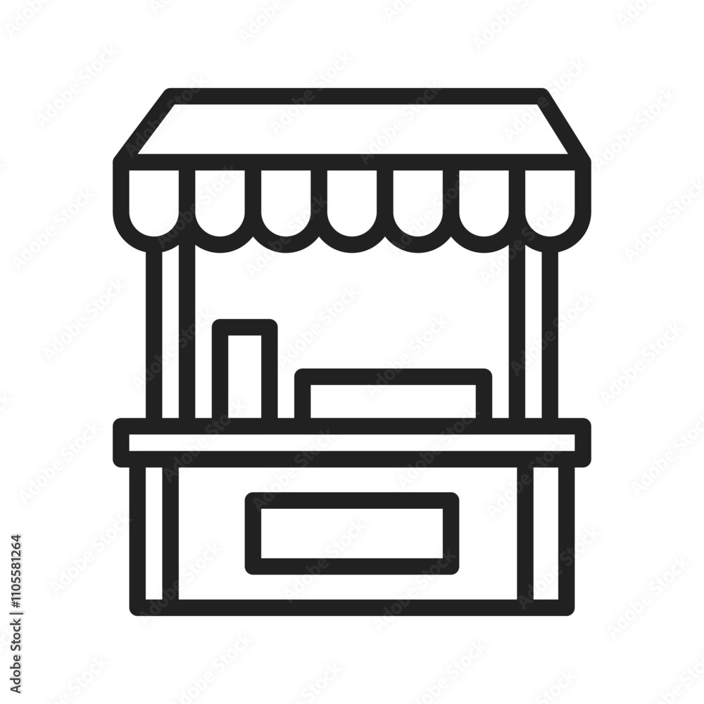 Food Stall Icon vector image. Suitable for use on web apps, mobile apps, and print media. Food Stall Icon vector image. Suitable for use on web apps, mobile apps, and print media.