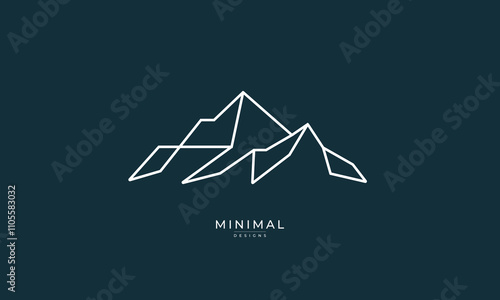 A line art icon logo of a mountain	
