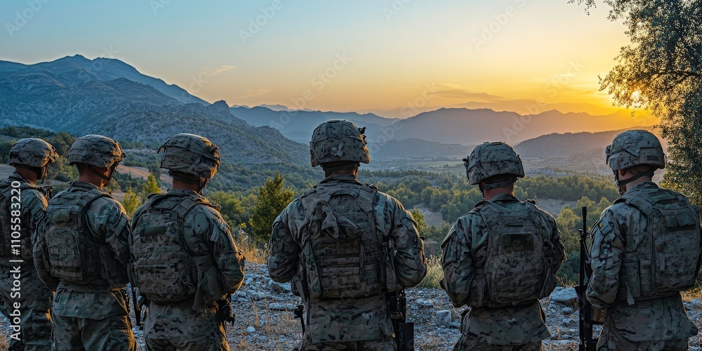 Long Line of Soldiers Marching Down a Field Long Line of Soldiers Marching Down a Field