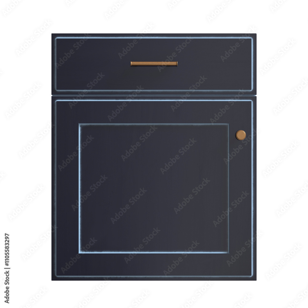 3D render of black kitchen facade, doors for kitchen cabinets , front view 3D render of black kitchen facade, doors for kitchen cabinets , front view