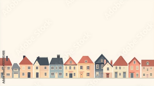 Colorful Houses in a Row Illustration