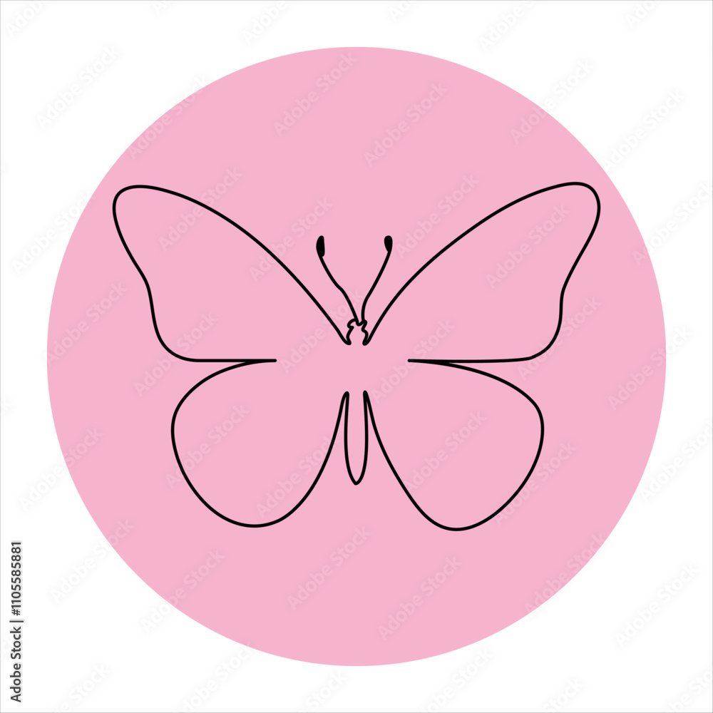 Continuous single line of butterfly icon outline vector art illustration isolated design Continuous single line of butterfly icon outline vector art illustration isolated design