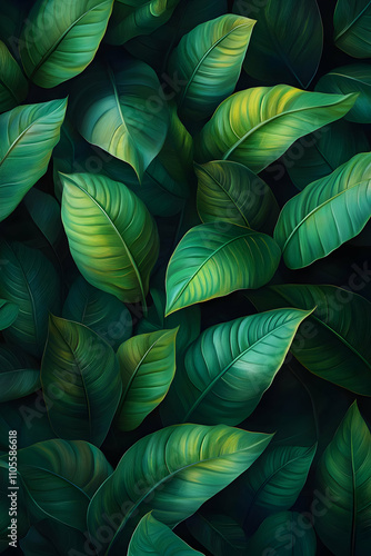 Wallpaper Mural Lush Green Tropical Leaf Illustration Torontodigital.ca