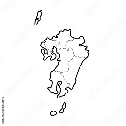 手書きのシンプルな九州地方_02