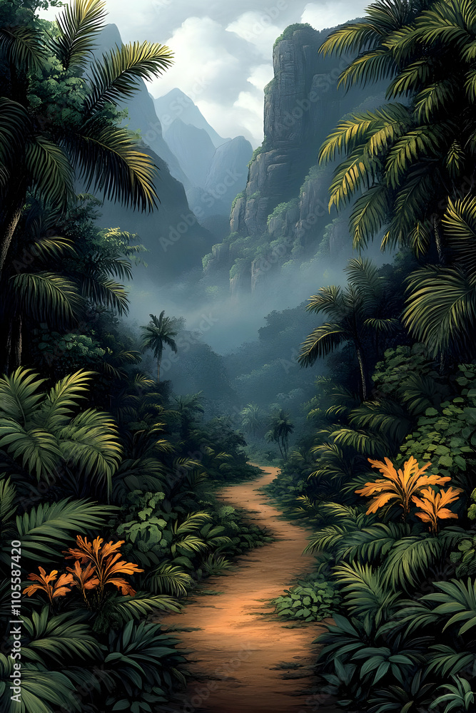 Lush Jungle Path Illustration Lush Jungle Path Illustration