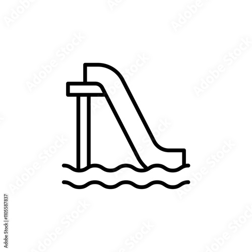 Waterslide outline icons, minimalist vector illustration ,simple transparent graphic element .Isolated on white background