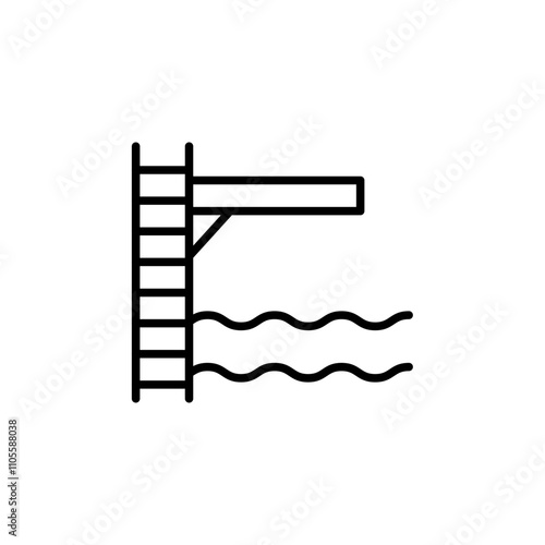 Diving board outline icons, minimalist vector illustration ,simple transparent graphic element .Isolated on white background