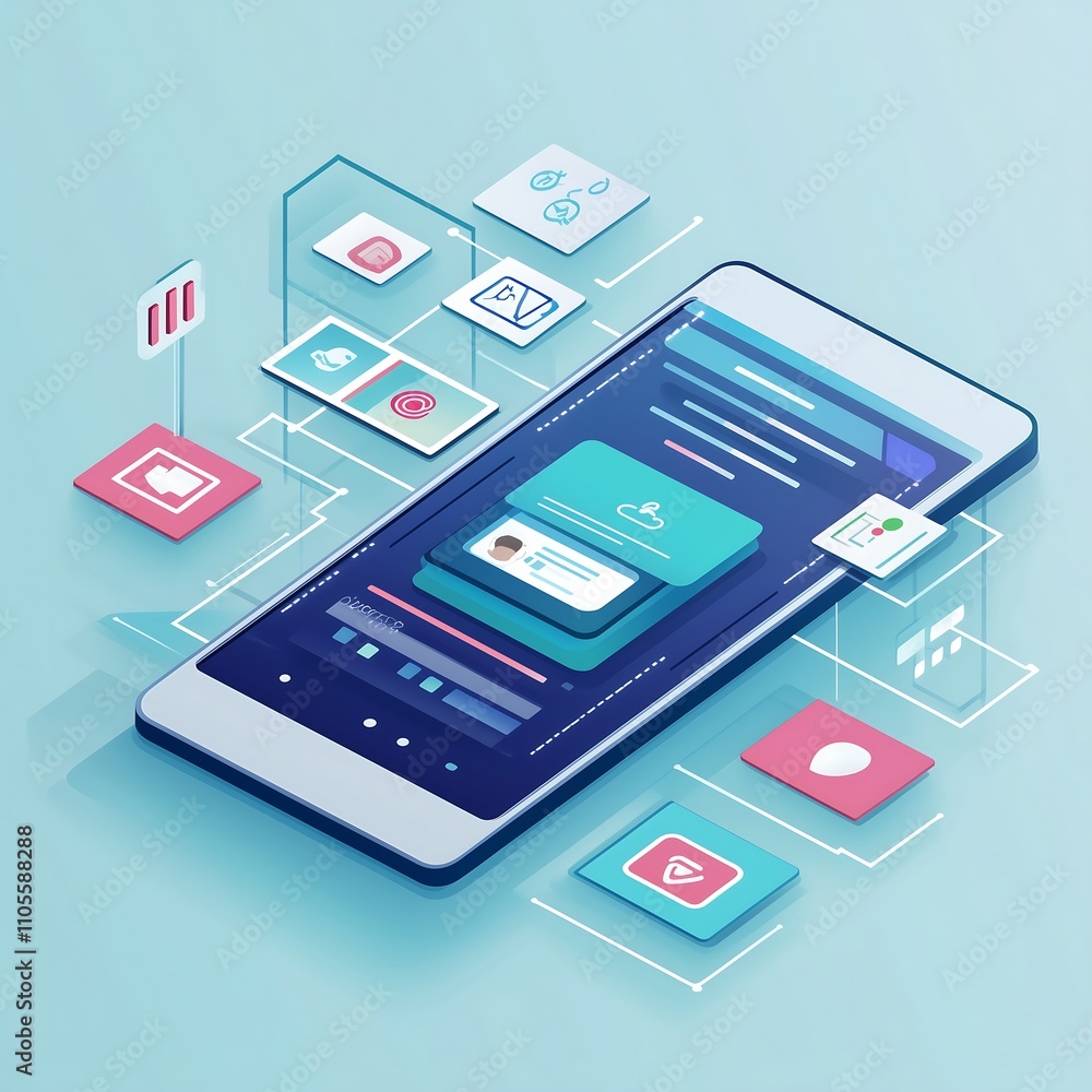 Innovative Mobile App Development and Design Concept Illustration Innovative Mobile App Development and Design Concept Illustration