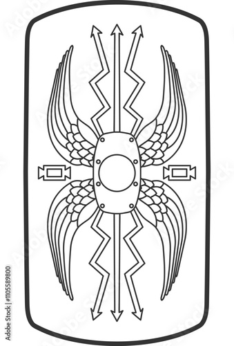 Roman warrior shield without fill black line icon.