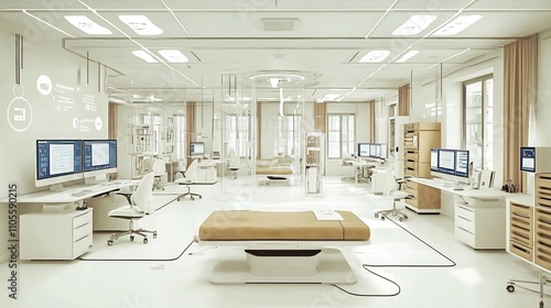 Bright and Modern Medical Clinic Interior with Advanced Equipment and Furniture