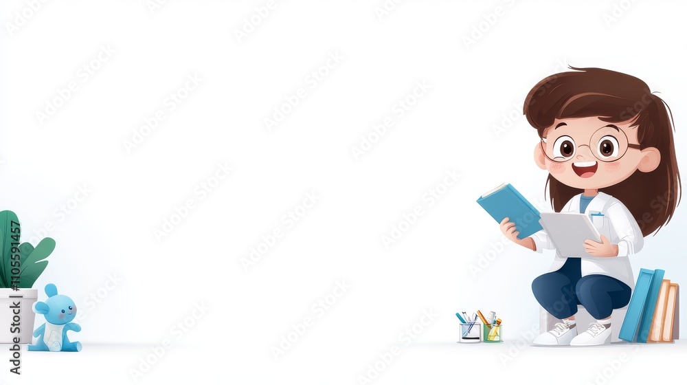 Cute Cartoon Character Engaged in Fun Activities for Children Cute Cartoon Character Engaged in Fun Activities for Children