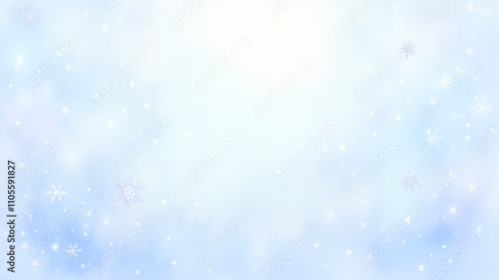 Soft snowflakes with glowing white and blue tones Soft snowflakes with glowing white and blue tones