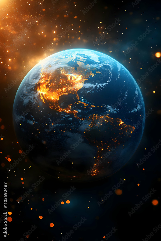 Earth at Night 3D Illustration Earth at Night 3D Illustration
