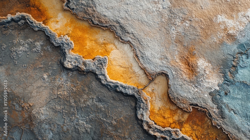 Naklejka premium Geothermal texture creating colorful abstract design on the ground