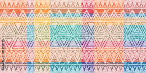 Seamless pattern, ethnic background, geometric ornament, vector design, border