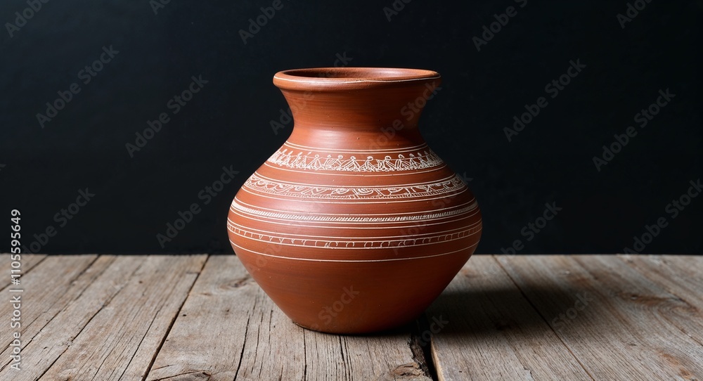 Clay Pot on Black background design Clay Pot on Black background design