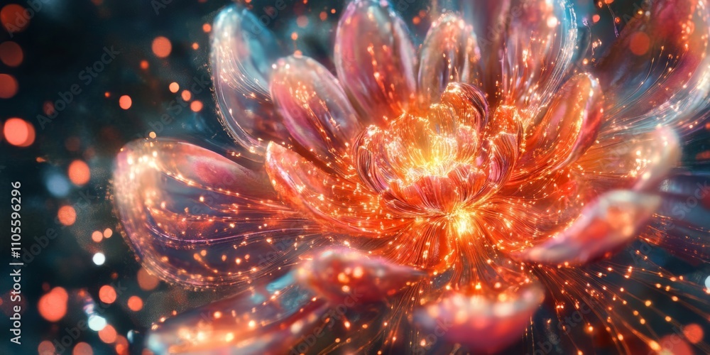 Fototapeta premium Futuristic Luminous Flower Abstract Digital Art Energy Bloom