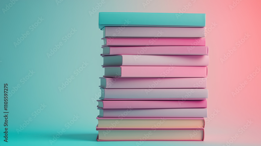 Colorful Stack of Books on a Gradient Background Colorful Stack of Books on a Gradient Background