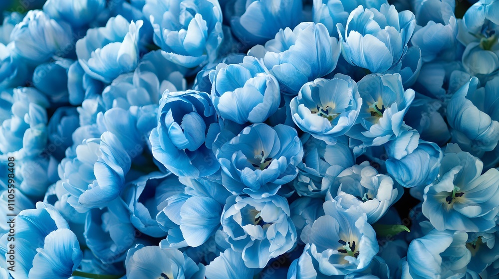 Close-up of numerous vibrant blue tulips. (1) Close-up of numerous vibrant blue tulips. (1)