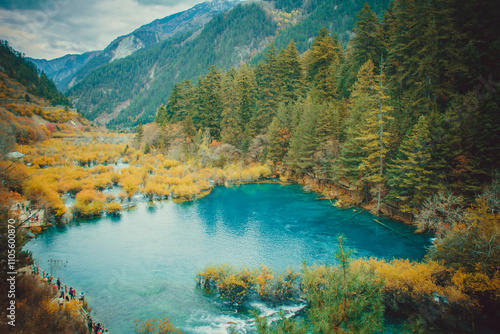 Tableau sur toile jiuzhaigou scenery zone