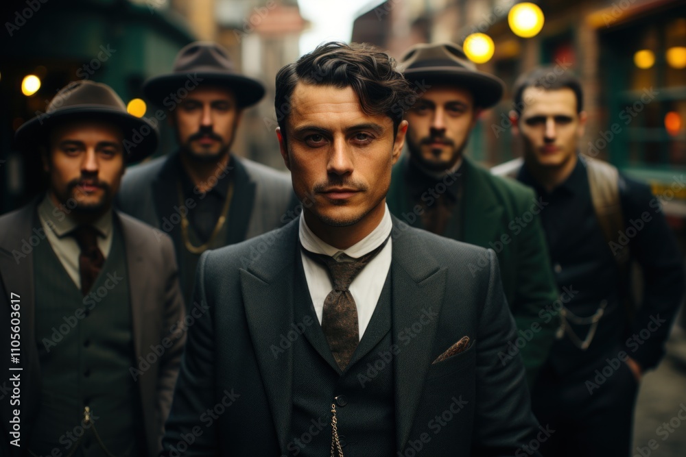 group of 1920s Chikago gangster style men group of 1920s Chikago gangster style men