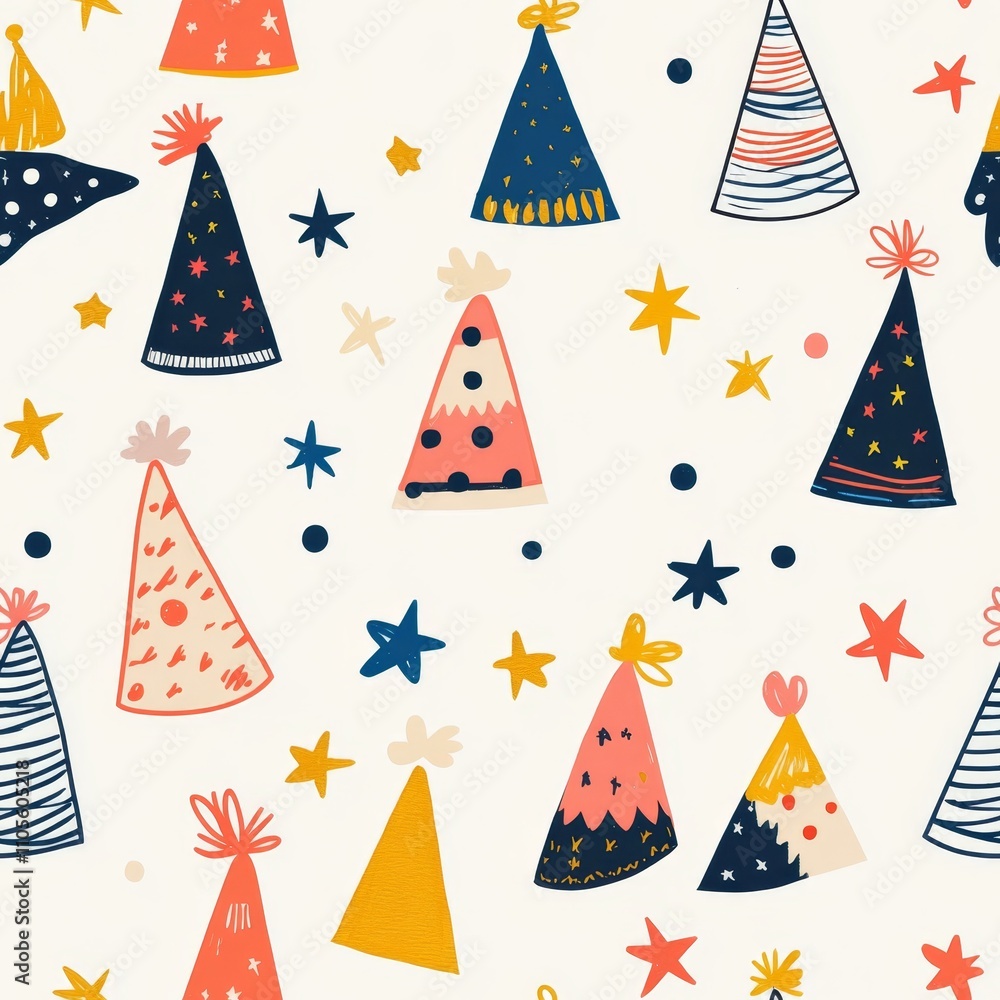 Birthday Party Hats Seamless Pattern Design Birthday Party Hats Seamless Pattern Design
