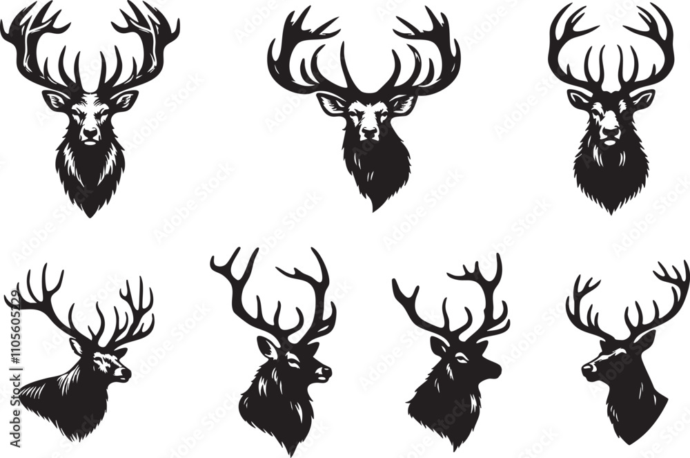 Minimalist Elk Head Vector Silhouette Minimalist Elk Head Vector Silhouette