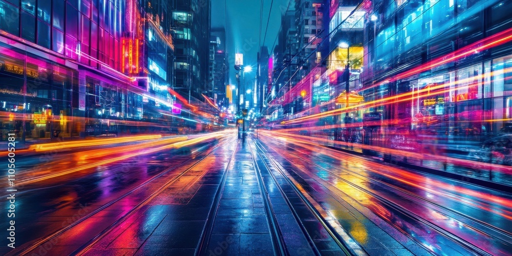 Fototapeta premium Blurry background showcasing workflows with vivid cyb