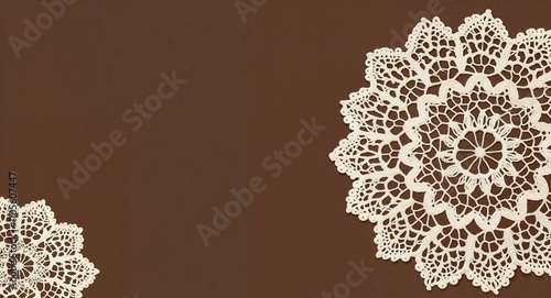 Lace Doily on Brown background design