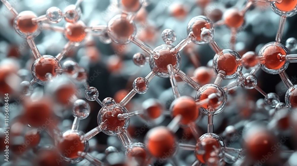 Closeup View of Intricate Molecular Structure in Vibrant Digital Closeup View of Intricate Molecular Structure in Vibrant Digital