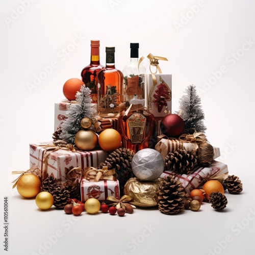 Spices collection, Christmas decoration. Igredients for mulled wine isolated on white background photo