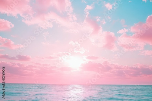 Wallpaper Mural Serene pink and blue ocean sunset with clouds reflecting on water. Torontodigital.ca