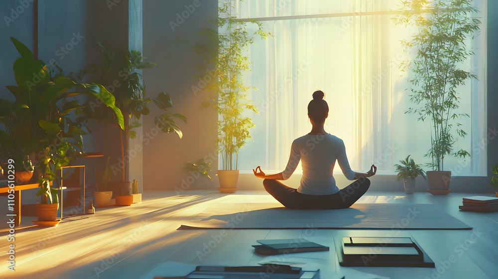 Serene Sunrise Yoga Illustration Serene Sunrise Yoga Illustration