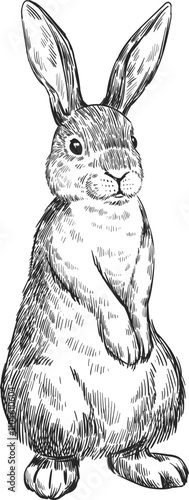 Hand drawn rabbit. Wild animal sketch drawing