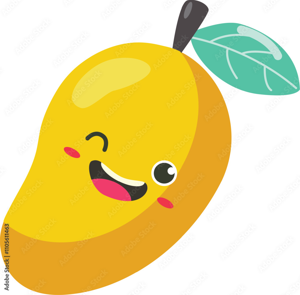 Cute mango fruit clipart set on a transparent background Cute mango fruit clipart set on a transparent background