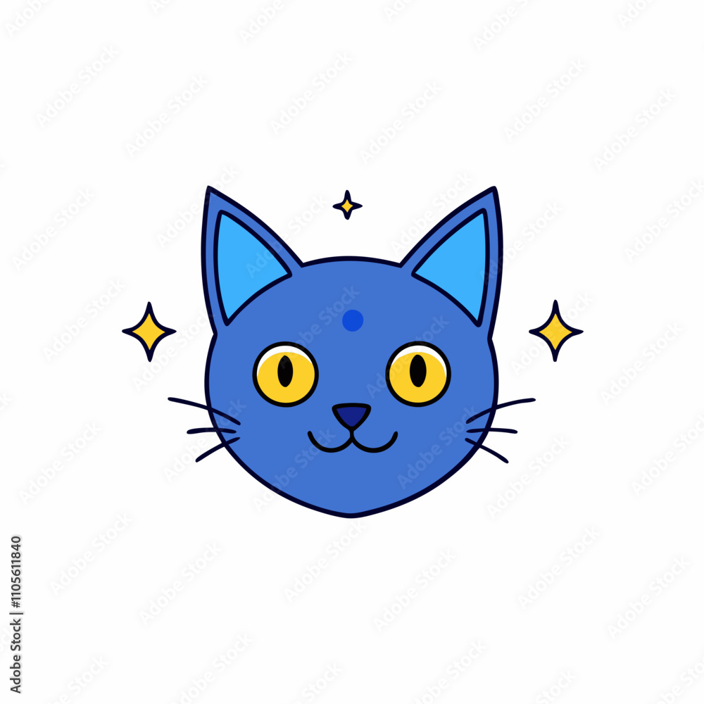 Cute Cat Face Sticker Vector – Perfect Illustration for Logos & Icons Cute Cat Face Sticker Vector – Perfect Illustration for Logos & Icons