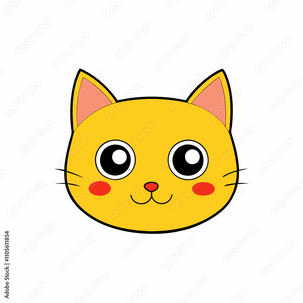 Cute Cat Face Vector Sticker – Ideal for Logos, Icons & Illustrations Cute Cat Face Vector Sticker – Ideal for Logos, Icons & Illustrations